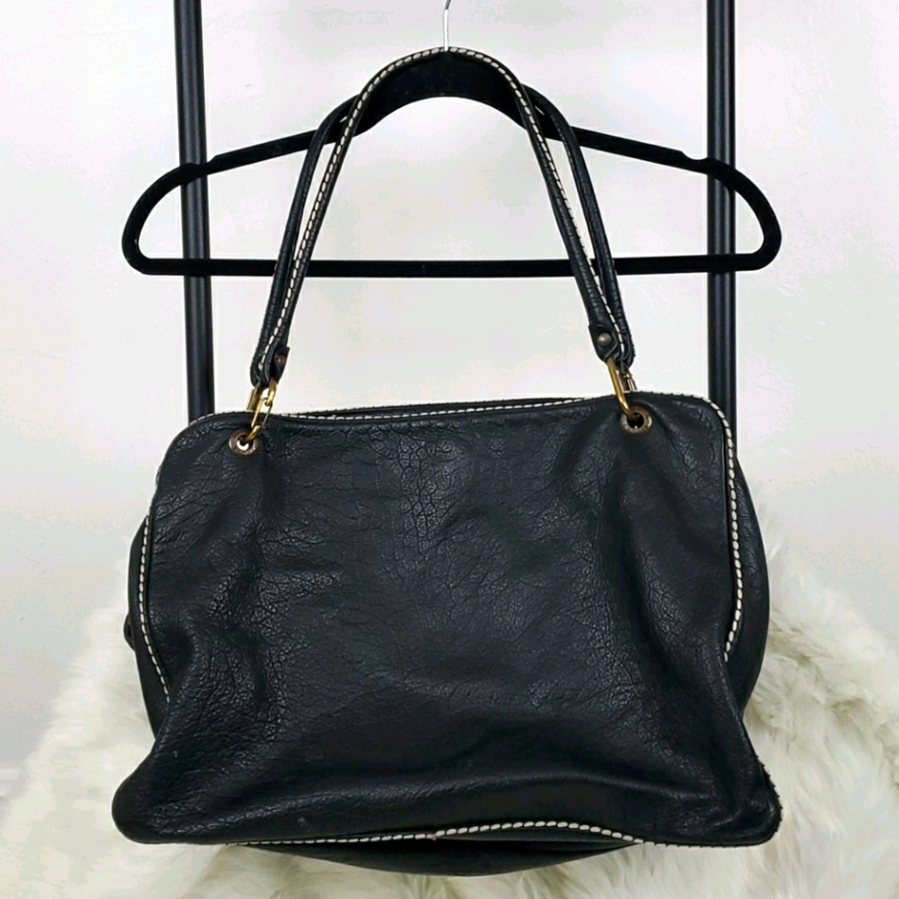 Plinio Visona leather black shoulder purse bag